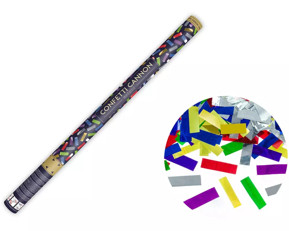 Partydeco Konfettikanone Streifen farbig, 80 cm