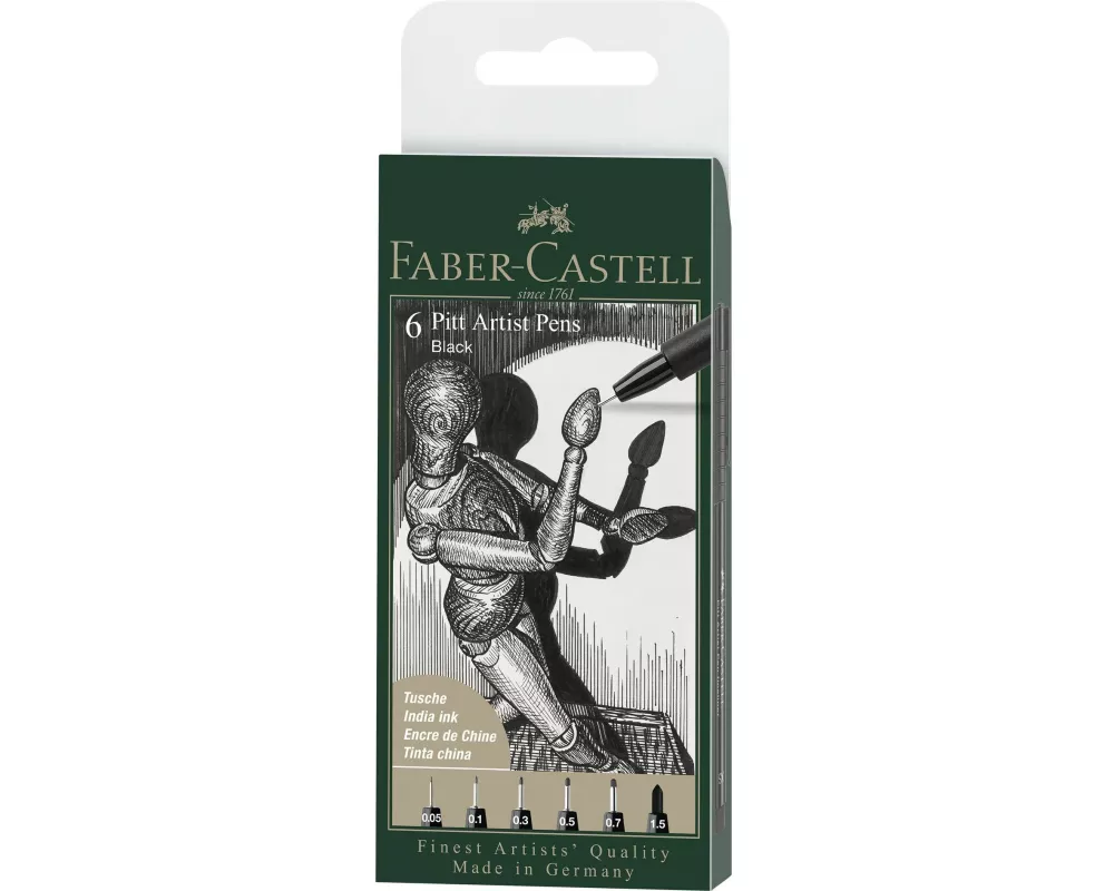 Faber-Castell Tuschestift PITT Artist Pen Black, 6 Stück