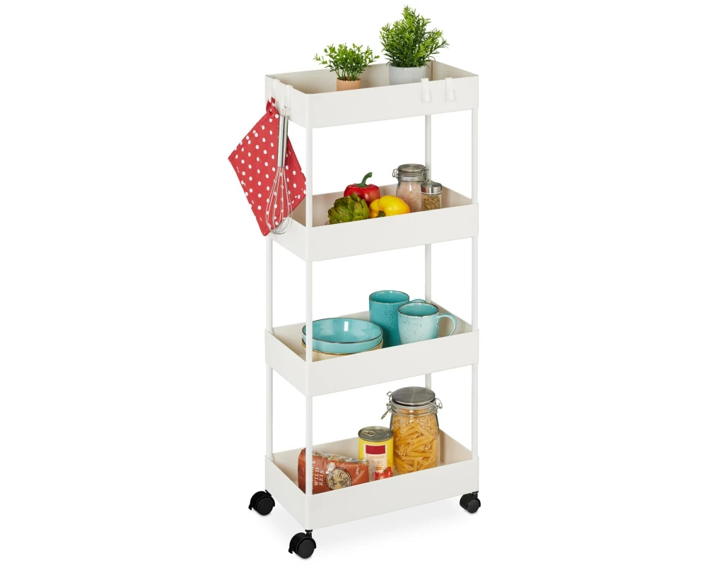 relaxdays Küchenwagen 40 x 93 x 22 cm, Weiss