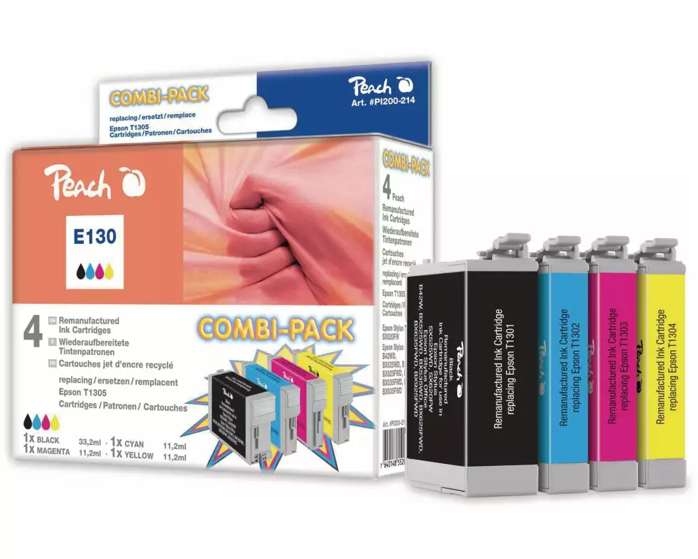 Peach Tintenset Epson T1305 BK, C, M, Y