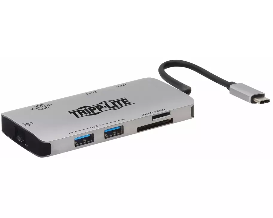 EATON TRIPPLITE USB-C Dock, 4K HDMI, USB 3.2, Gen 1, USB-A Hub, GbE, Memory Card, 100W PD Charging