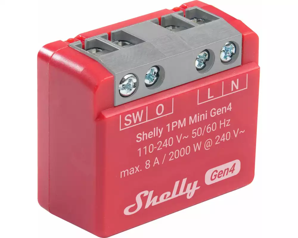 Shelly WLAN-Schaltaktor 1PM Mini Gen4 WiFi-Switch Rot, 8 A