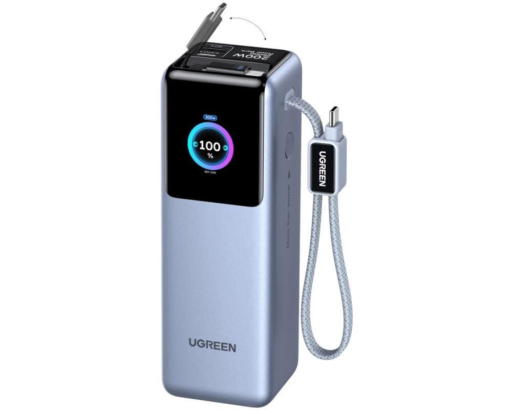UGREEN Power Bank 25000mAh 200W 75702B Retractable Cable