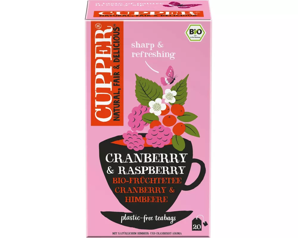 Cupper Teebeutel Bio Cranberry Raspberry 20 Stück