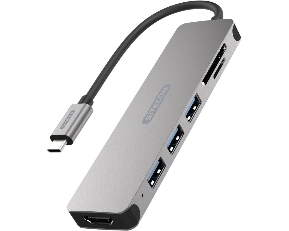 SITECOM USB-C to HDMI 3 Port CN-407 USB 3.1-A, SD, microSD silver