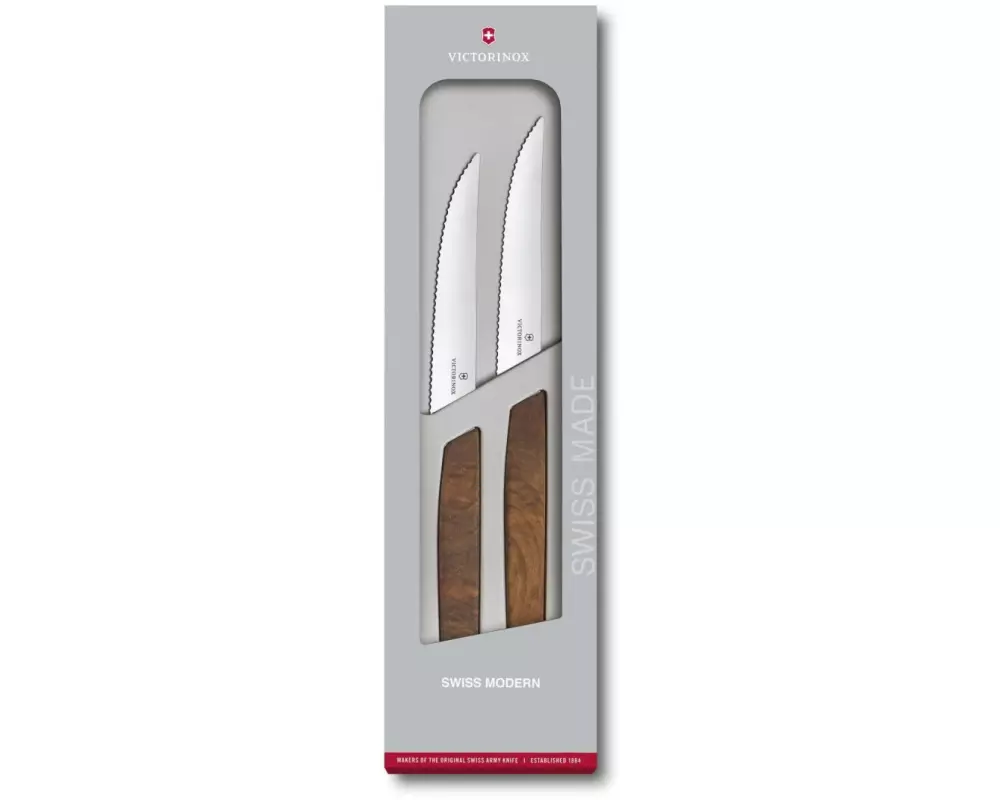 Victorinox Steakmesser-Set Swiss Modern 2 Stück, Nussbaumholz