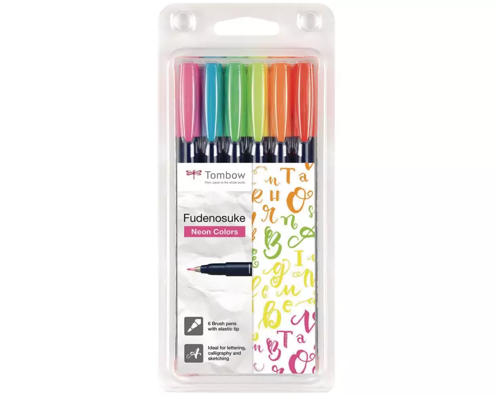 Tombow Fineliner Fudenosuke NEON 6er Set