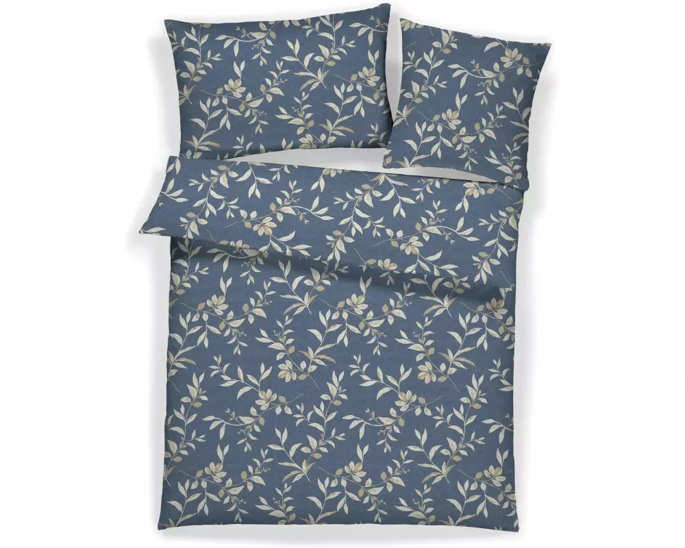 Home Fashion Kopfkissenbezug Seesucker Yaprak Blau, 65 x 100 cm