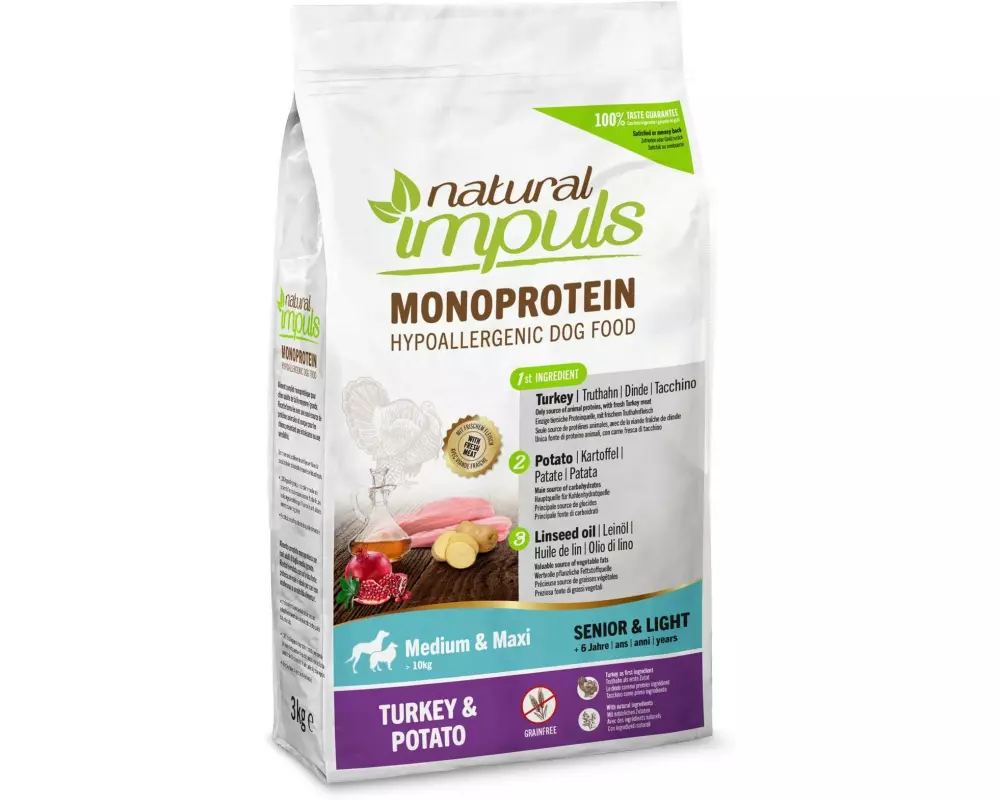 Natural Impuls Trockenfutter Senior Med/Max Truthahn 3 kg