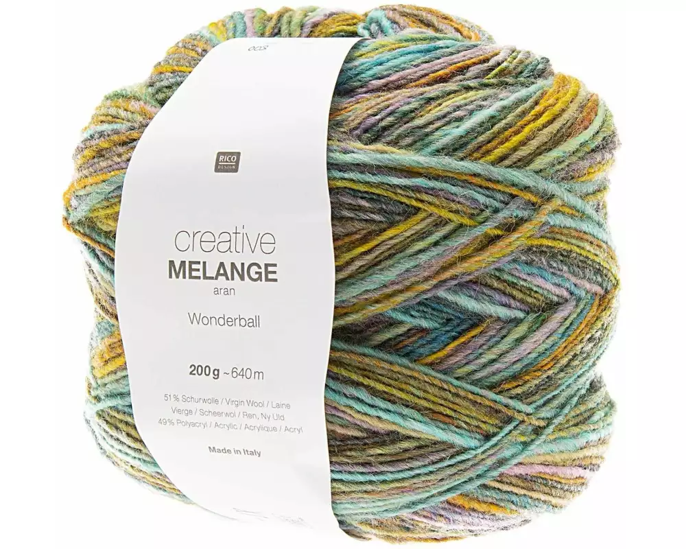 Rico Design Wolle Melange 200 g, Türkis, Flieder
