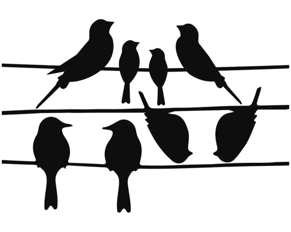 Esschert Design Fensterfolie Vögel auf Draht 33 x 23 cm