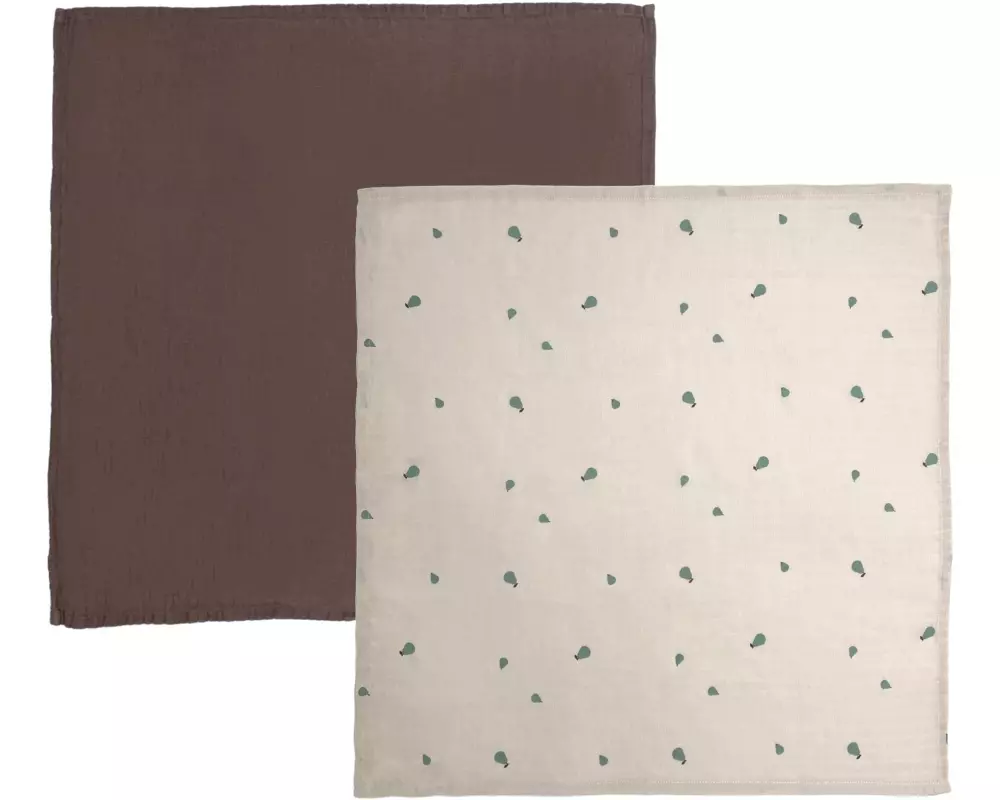 OYOY Mulltuch Yummi Muslin 2 Stück, Braun/Weiss 70 cm x 70 cm