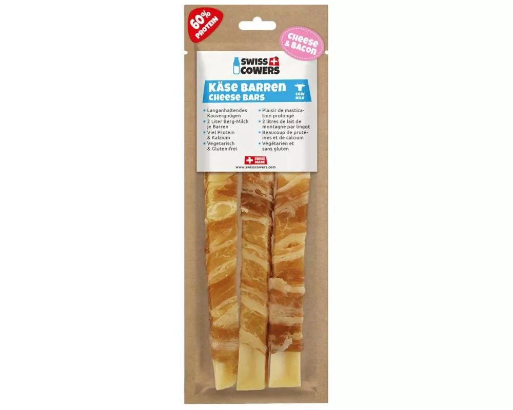 Swiss Cowers Snack Käse Barren mit Speck S, 60 g, 3 Stück