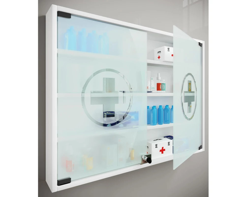 VCM Erste Hilfe Schrank Hustila L 60 x 80 x 10 cm, Weiss