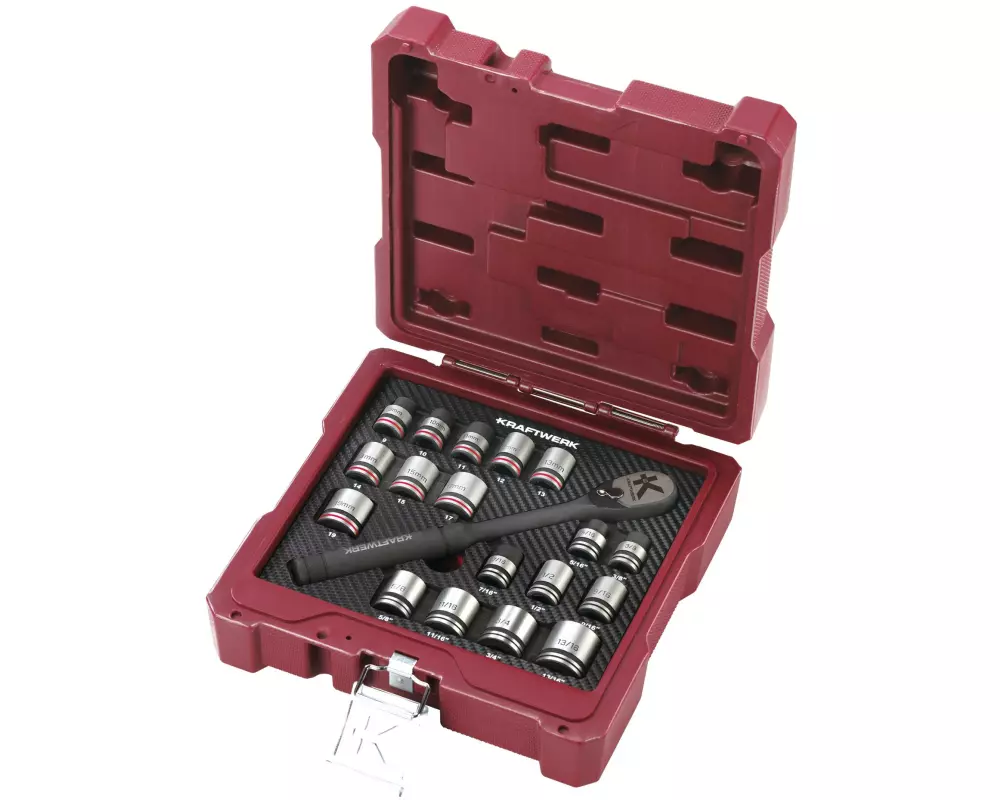 Kraftwerk Steckschlüssel-Set Metrisch und Zollmass, 3/8", 19-teilig