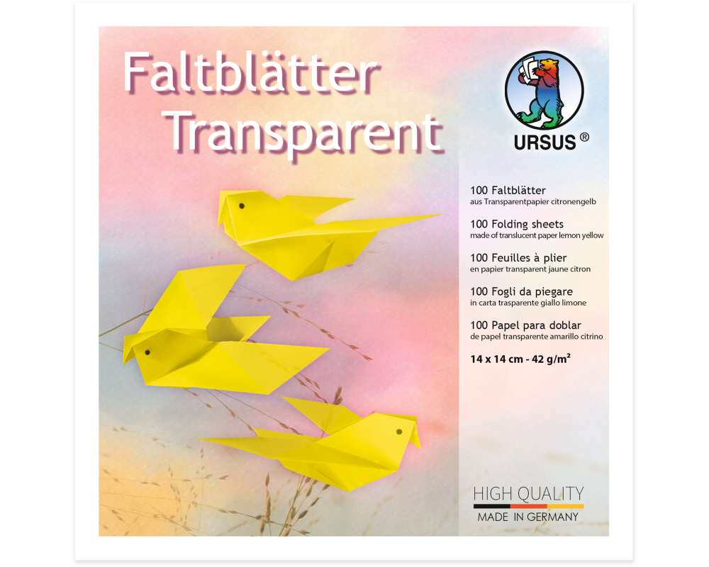 URSUS Faltblätter Origami 14x14cm 2536112 citronengelb 100 Blatt