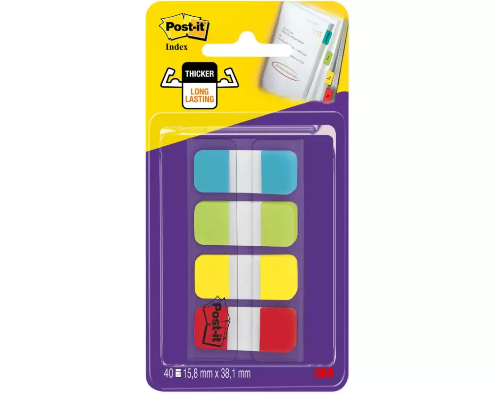 Post-it Page Marker Post-it Index Strong 4 x 10 Stück, 16 x 38 mm
