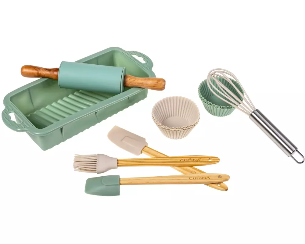 FURBER Backformen-Set für Kinder, 12-teilig, Grün/Grau