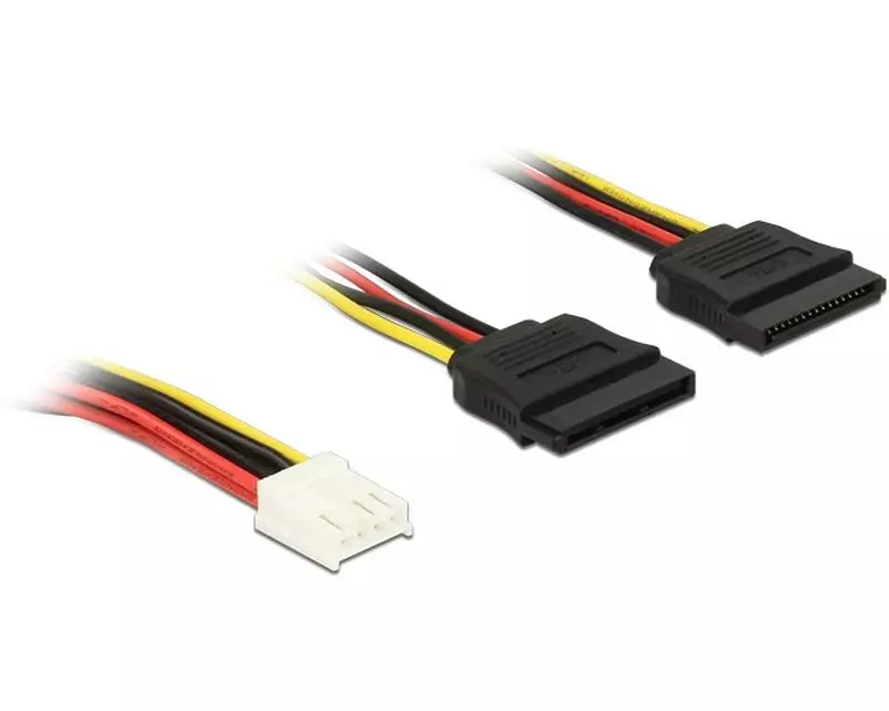 Delock Stromkabel 0.3m, Floppy 4p/2x SATA 15p 30 cm