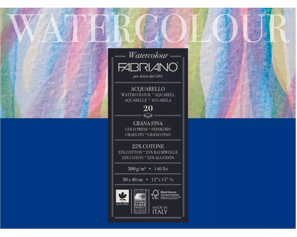 Fabriano Aquarellblock 30 x 40 cm, 300g/m², 20 Blatt