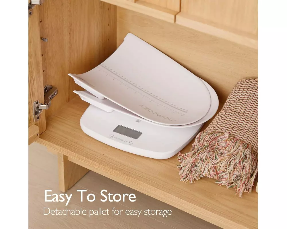 momcozy Multi-Funktions Babywaage – Gewicht & Höhe Weiss, 150 kg