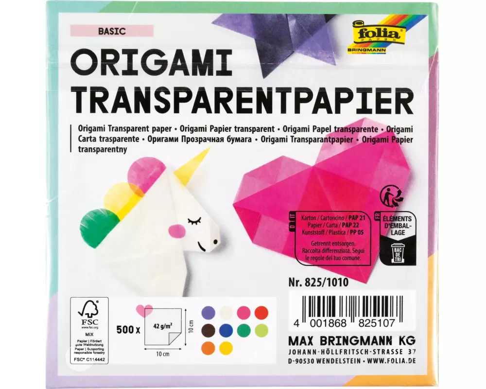 Folia Origami Transparentpapier 10 x 10 cm 42 g/m² 500 Blatt
