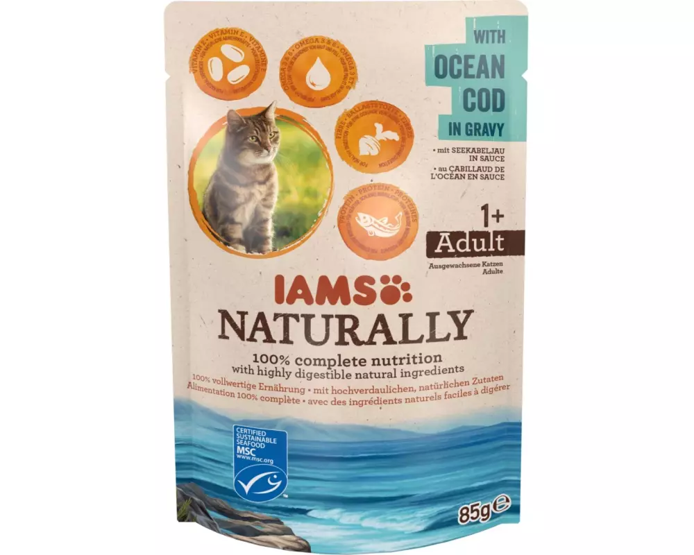 Iams Nassfutter Naturally Adult Seekabeljau 85g in Sauce