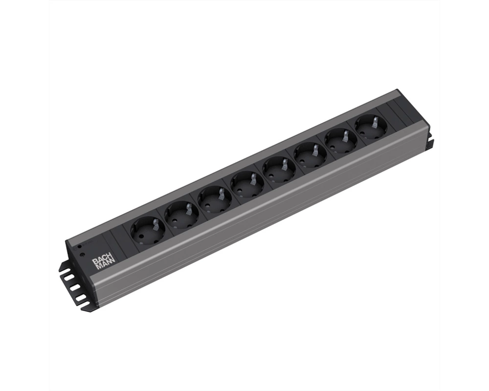 BACHMANN Handwerkerleiste 8x Schutzkontakt,19-Zoll-Rack kompatibel, 2 m