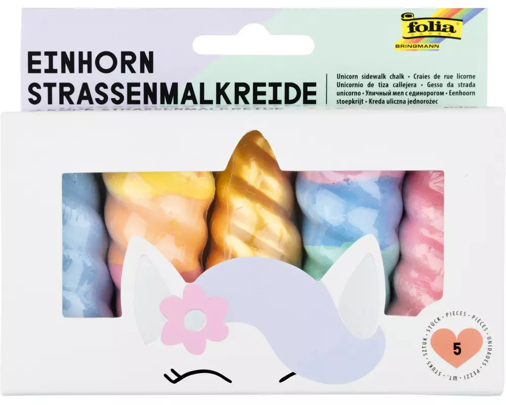 Folia Strassenmalkreide Einhorn 5 Stück