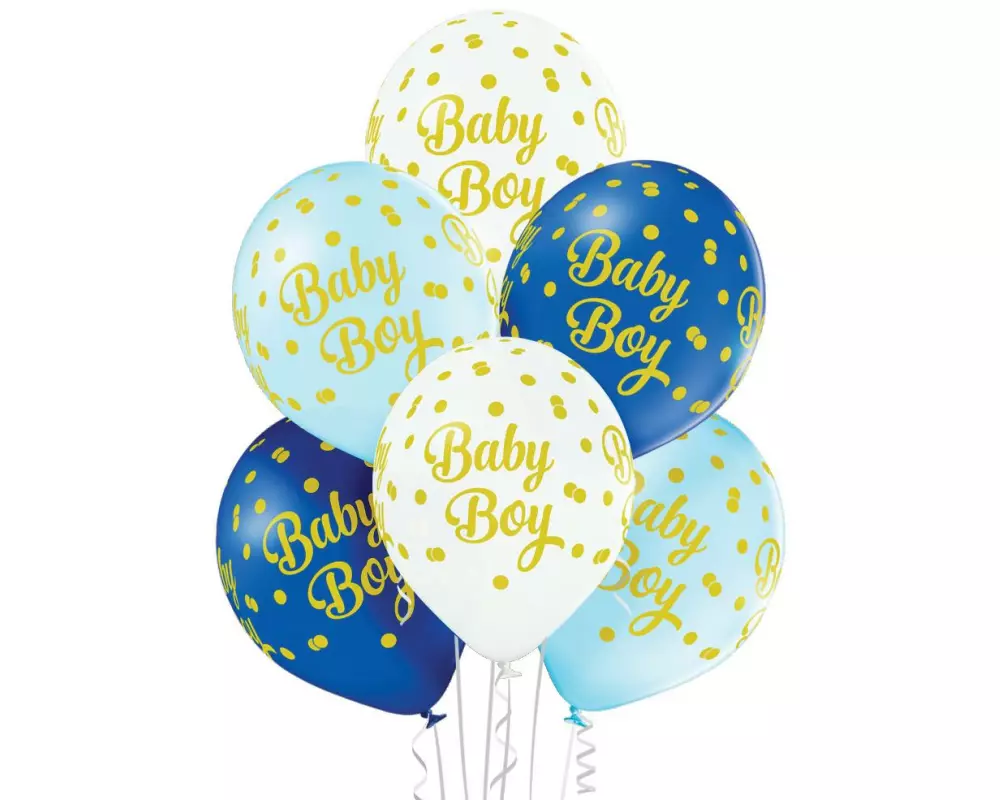 Belbal Luftballon Baby Boy Dots Blau/Weiss, Ø 30 cm, 50 Stück