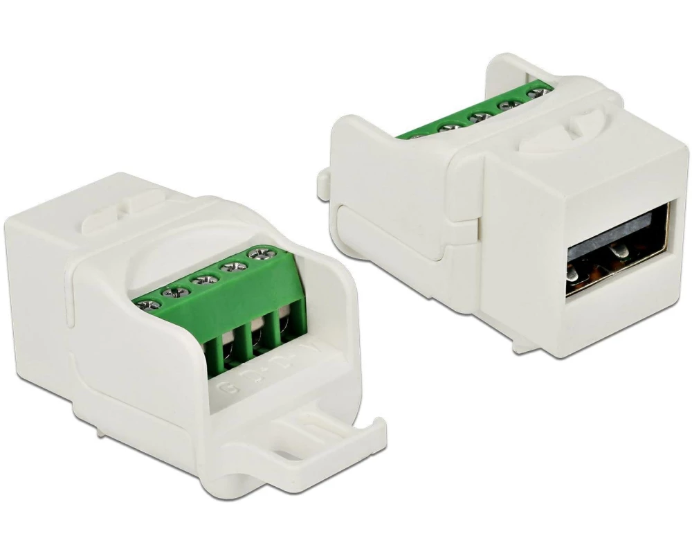 Delock Keystone-Modul USB 2.0, Buchse-Terminalblock Weiss