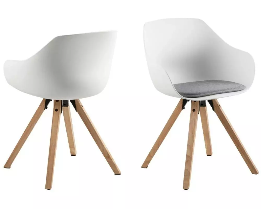 AC Design Stuhl Tina Hellgrau/Braun, 2 Stück