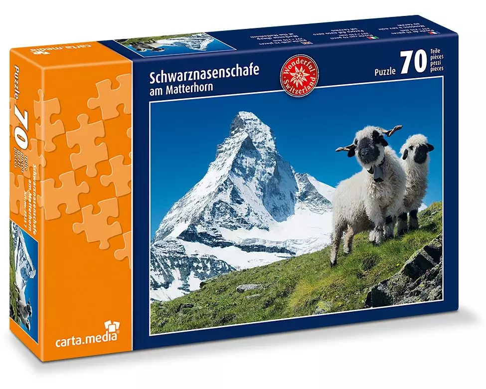 Carta.Media Puzzle Schwarznasenschaffe beim Matterhorn 70 Teile