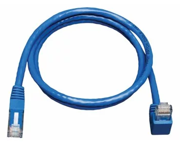 EATON TRIPPLITE Down-Angle, Cat6, Gigabit, Molded, UTP Ethernet Cable, RJ45, Right-Angle Down M to RJ45m, Blue, 5 ft. 1.52m