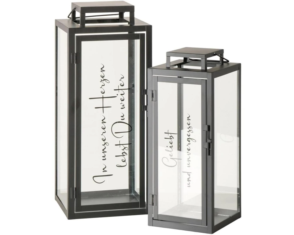 Boltze Laterne Tarana 2-teilig, Transparent/Schwarz