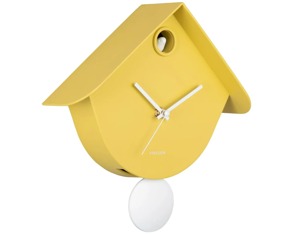 KARLSSON Wanduhr Retro Cuckoo 25.5 x 25.8 cm, zitronengelb