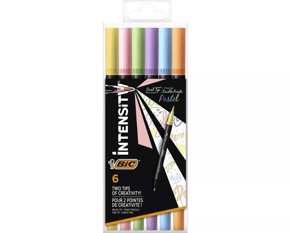 BIC Filzstift Intensity Dual Tip Pastell, 6 Stück