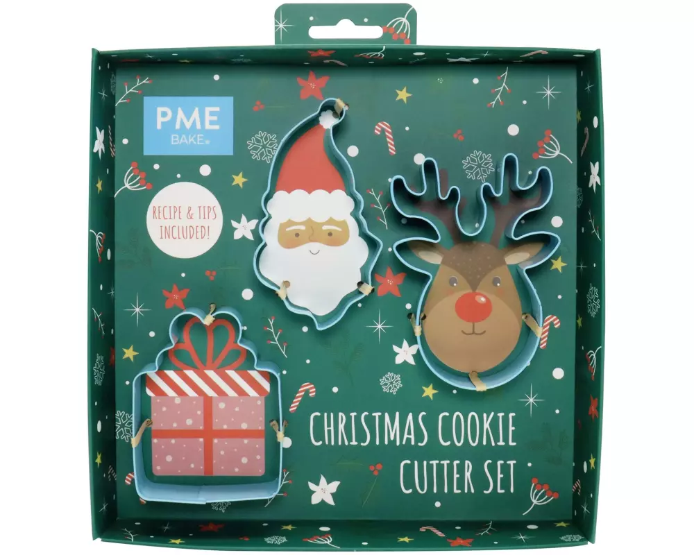 PME Guetzli-Ausstecher Weihnachtsmann 3 Stück, Blau