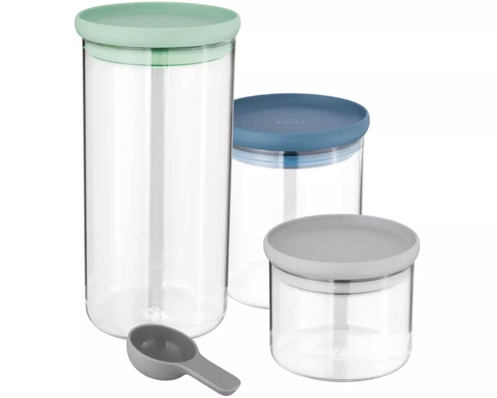 BergHOFF Vorratsglas Leo Ø 10 cm 3 Stück, 1.2 l, Transparent