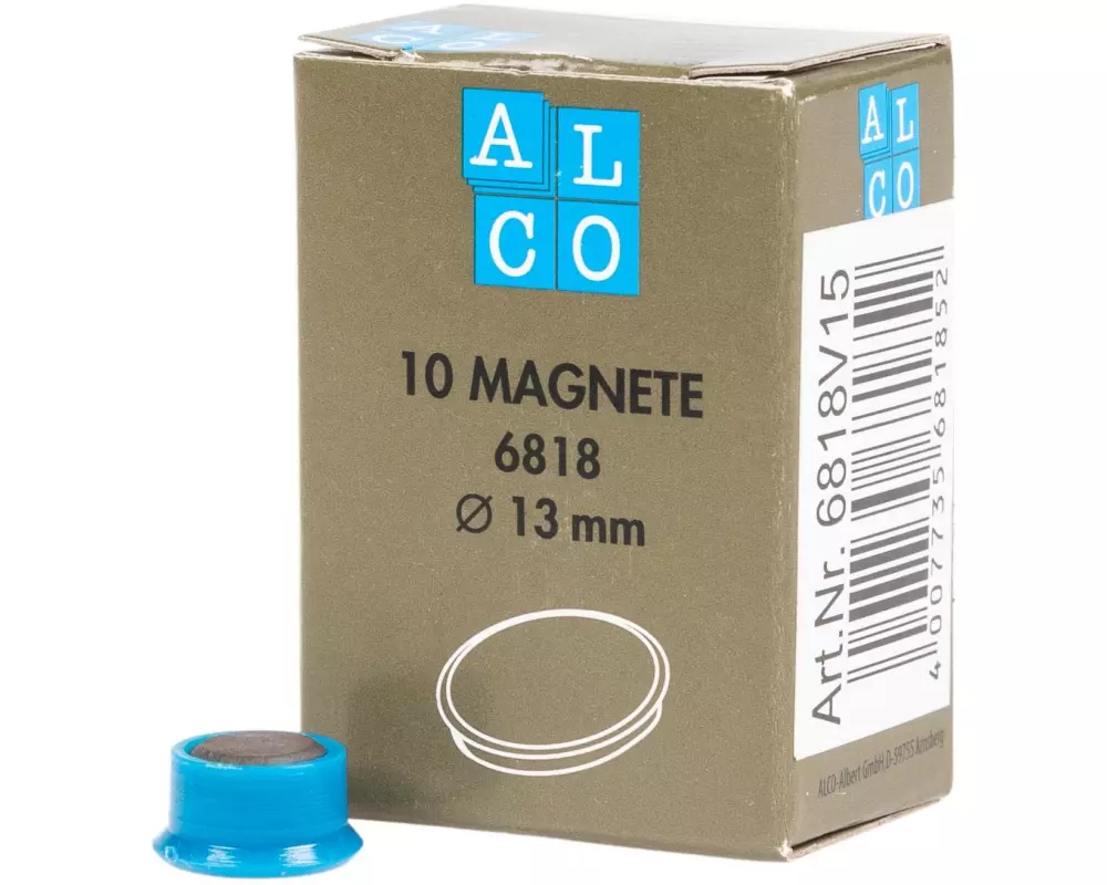 Alco Hakenmagnet Ø 13 mm, 10 Stück, Blau