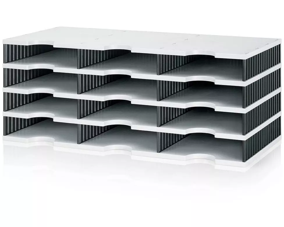 Styro Dokumentenablage styrodoc trio Standard, Grau, 12 Fächer