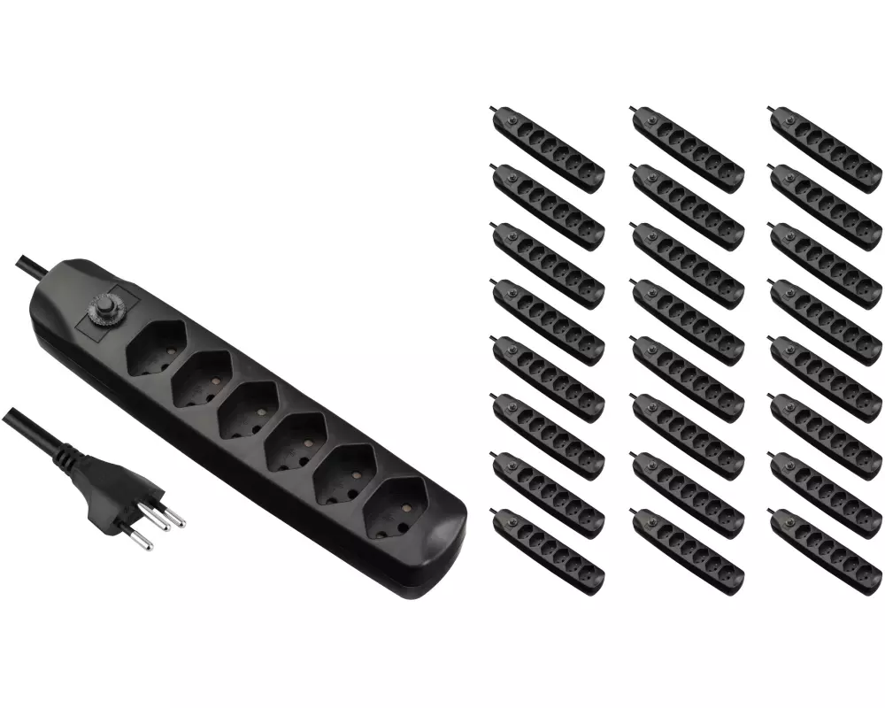 FURBER.power Steckdosenleiste mit Überlastschutz 6x T13, 25 Stück