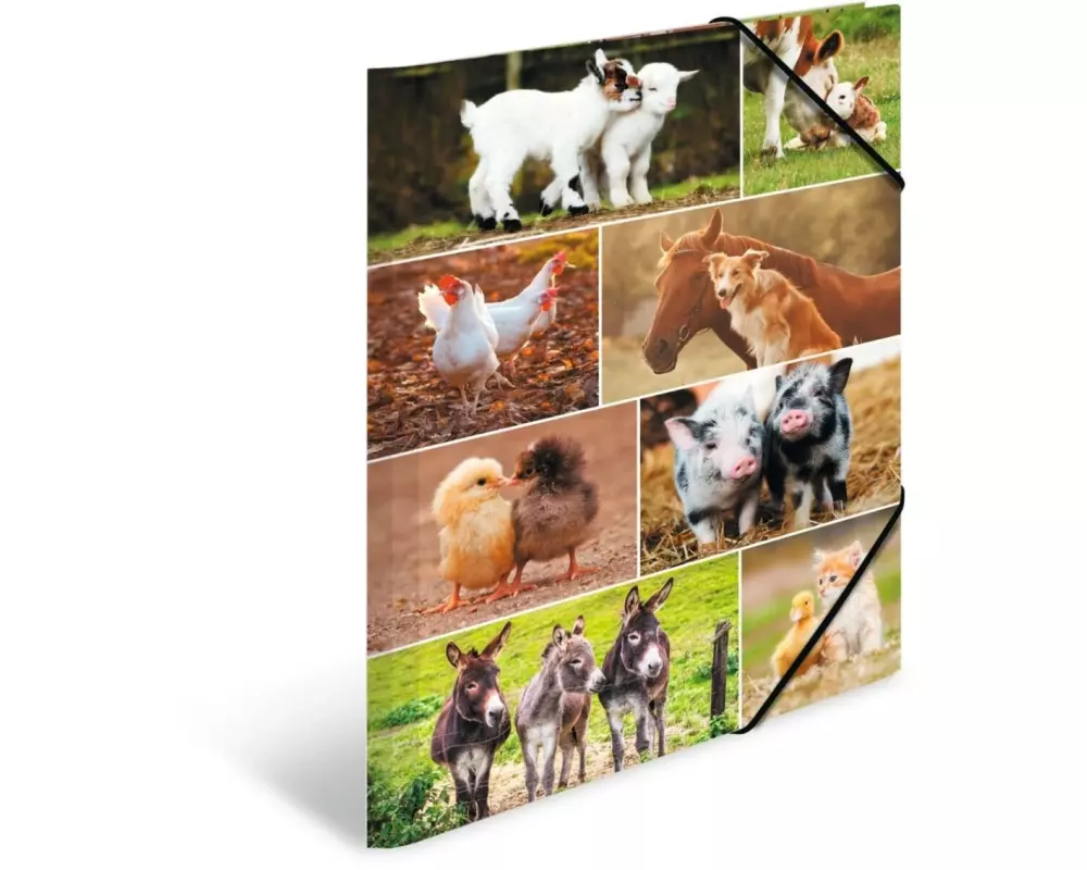 HERMA Gummibandmappe Bauernhoftiere A3, Mehrfarbig