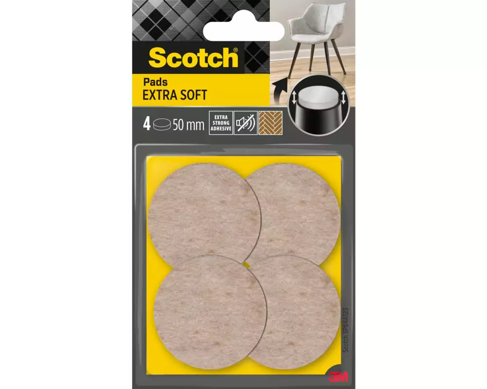 3M Filzgleiter Extra-Soft, Ø 50 mm, Beige, 4er Pack