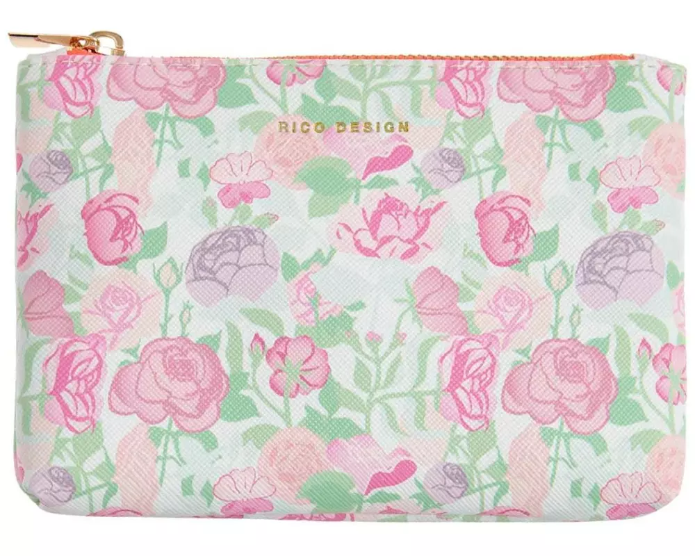 Rico Design Etui La Vie en Rose 14 x 10 cm, Grün/Rosa