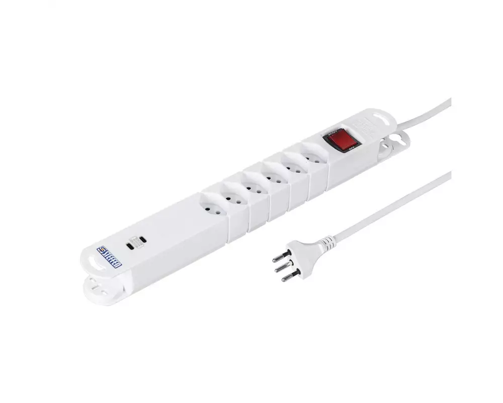 STEFFEN Steckdosenleiste VARIABL 6x T13 + 2x USB-C PD mit Schalter