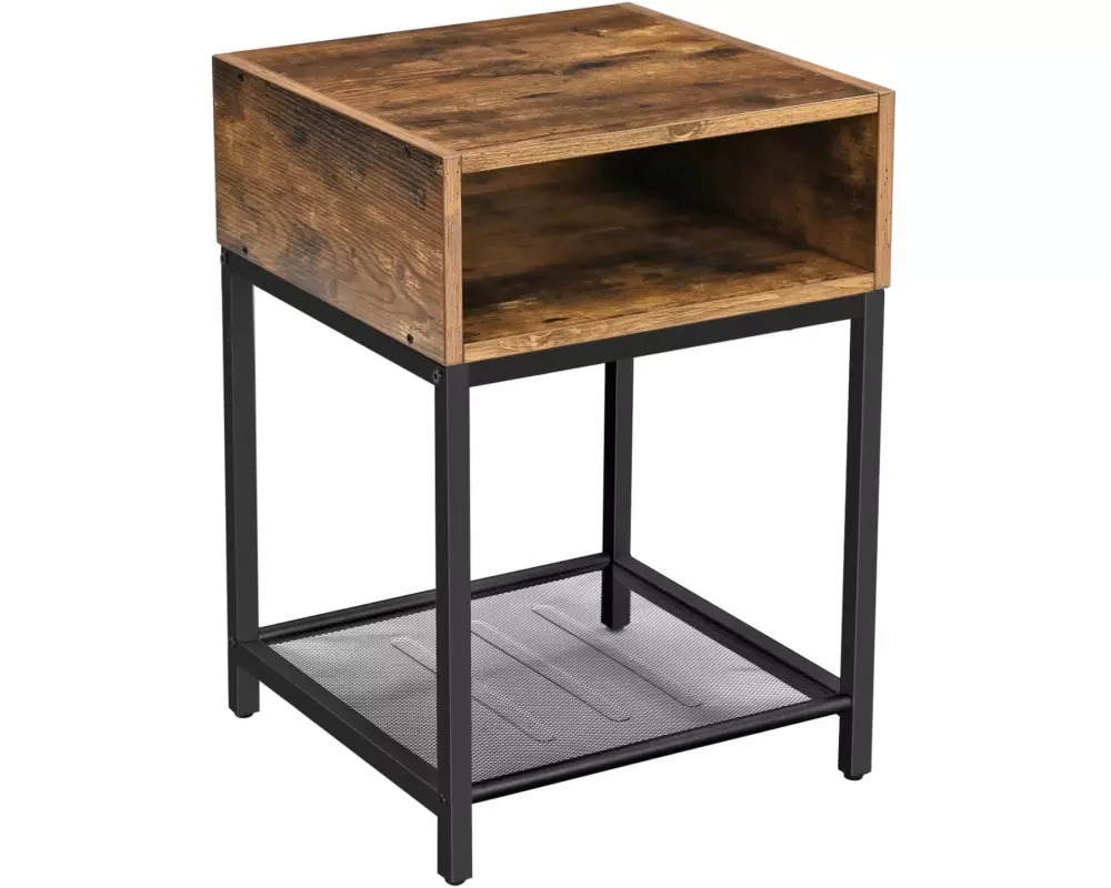 VASAGLE Beistelltisch mit offenem Fach 40 x 58 cm, Braun/Schwarz