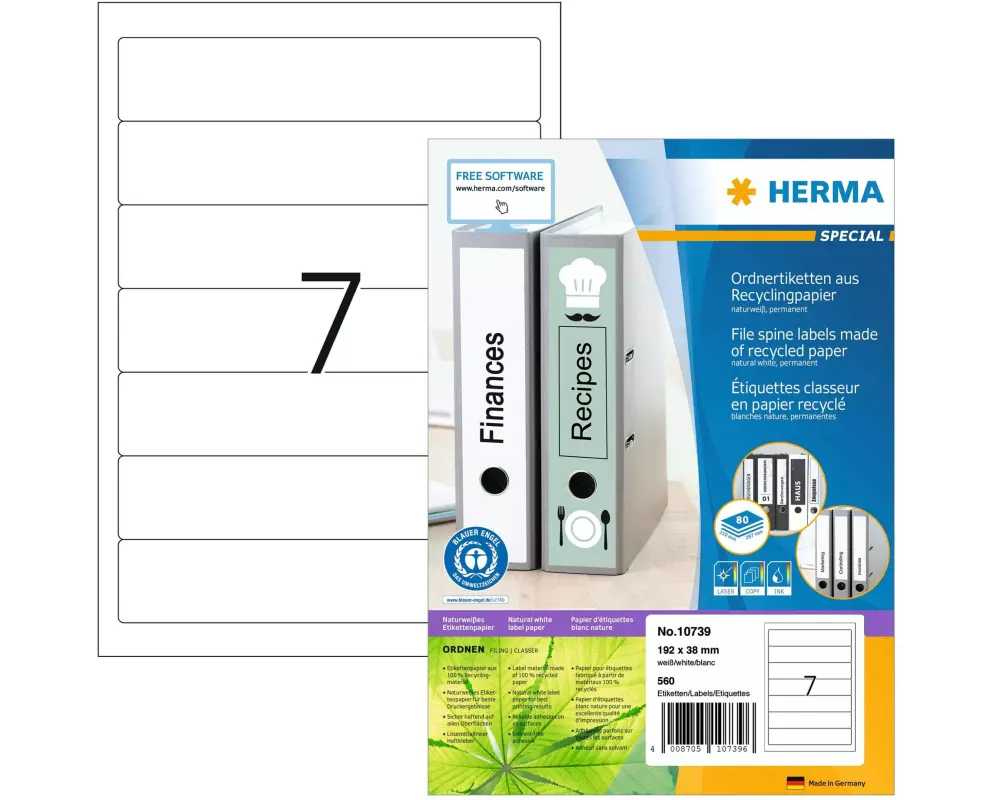 HERMA Ordneretiketten 192 x 38 mm, 80 Blatt