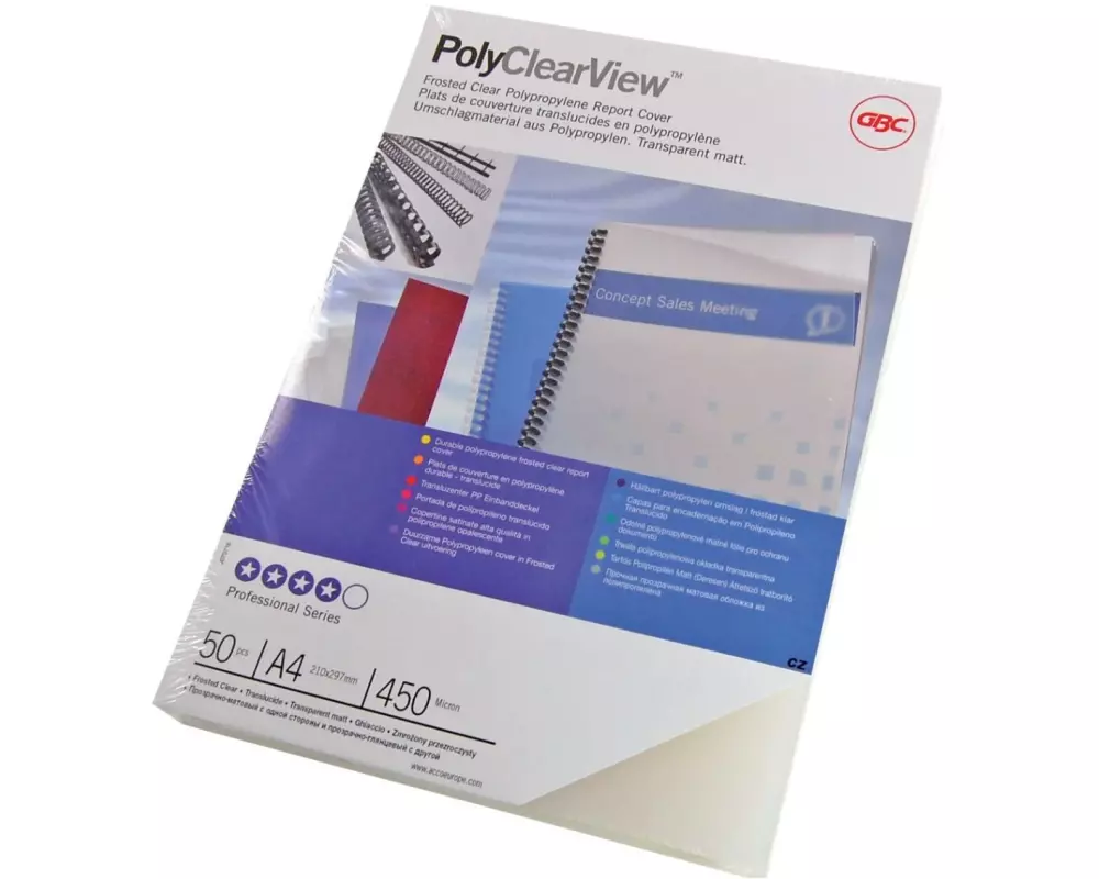 GBC Einbanddeckel 450 Mikron, 100 Stück, Transparent