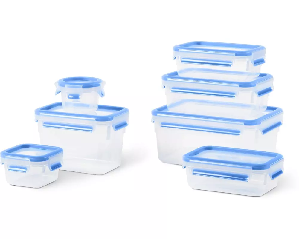 Emsa Vorratsbehälter Clip & Close Eco 7-teilig, Blau/Transparent